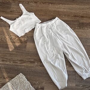 Abercrombie & Fitch White Waffle Cozy Joggers Set